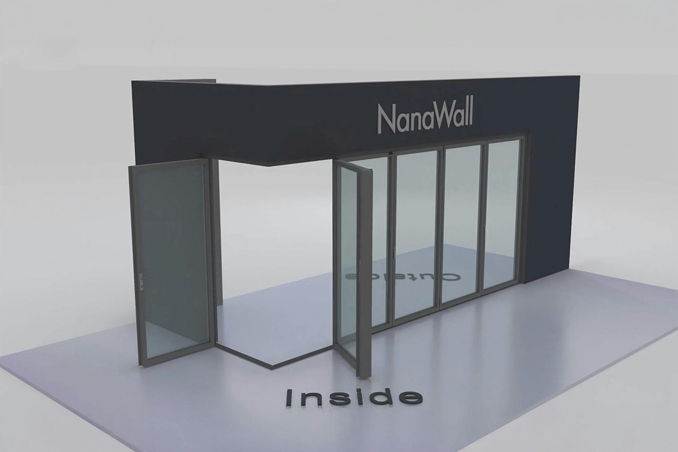 NanaWall six-panel folding glass door, inward opening; 1 panel folding left, 5 panels folding right (i1L5R)