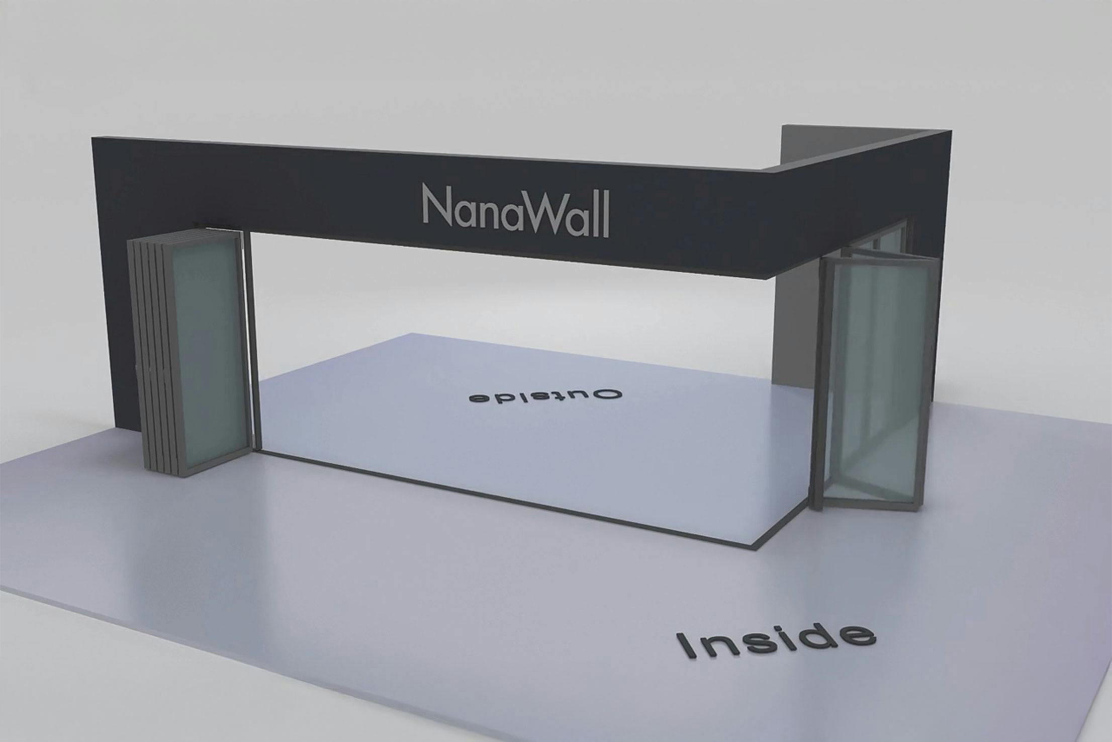 NanaWall ten-panel folding glass door, outward opening; 6 panels folding left, 6 panels folding right (o6L6R)