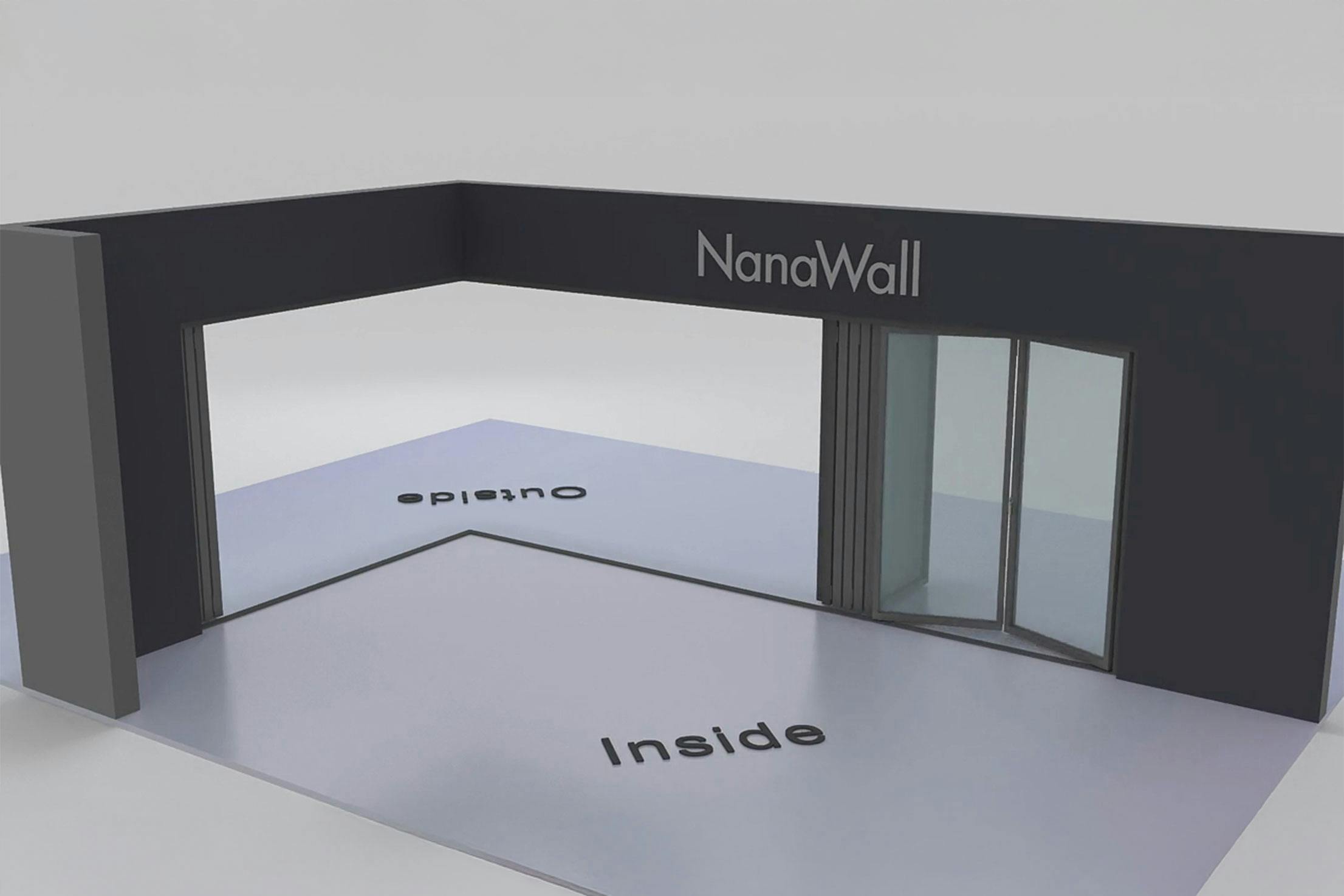 NanaWall open-corner configuration: 9-panel folding glass door, outward opening; 3 panels fold left and 6 panels fold right (o3L6R)