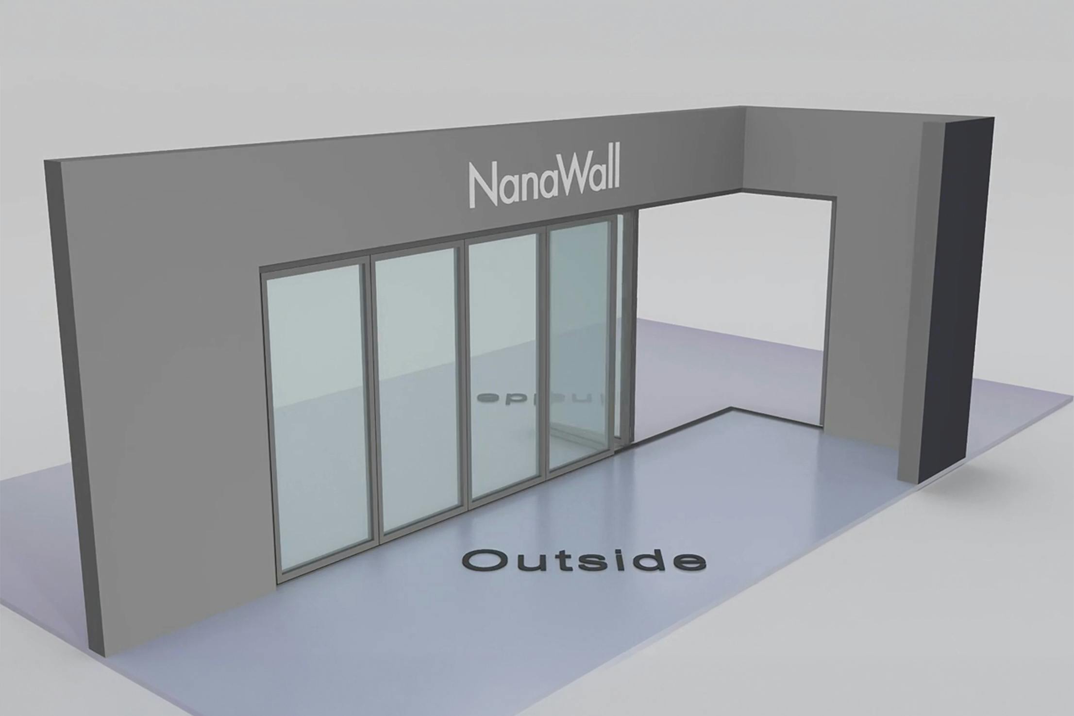 NanaWall open-corner configuration: 7-panel folding glass door, inward opening; 1 panel folds left and 6 panels fold right (i1L6R)