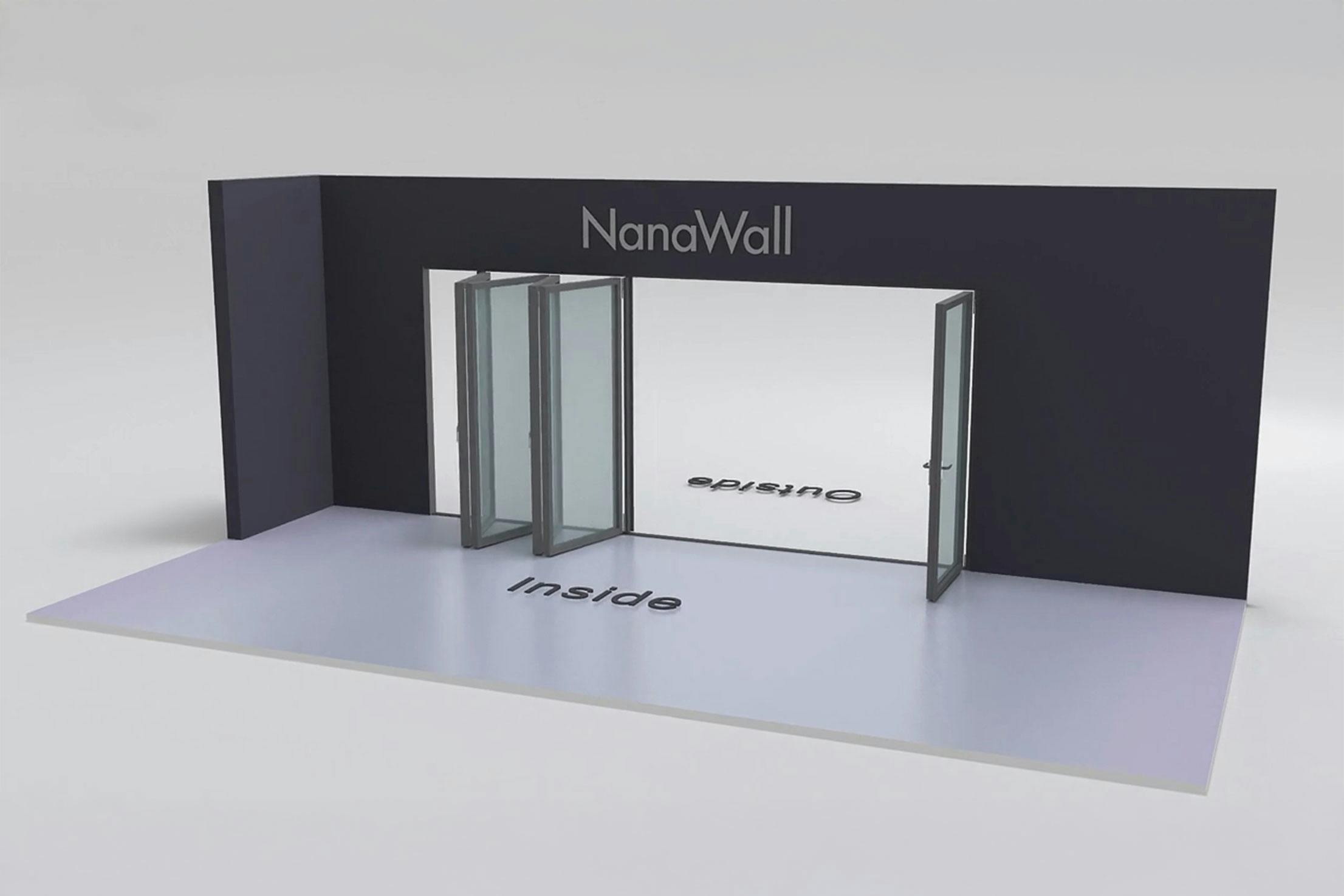 NanaWall 5-panel folding glass door, inward opening; folding sets: 4LR and 1R (i4LR 1R)
