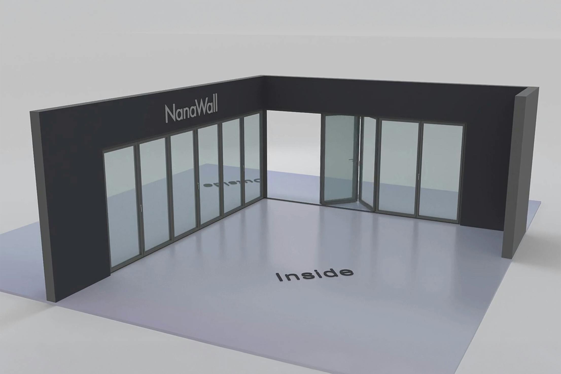NanaWall open-corner configuration: 11-panel folding glass door, outward opening; 6 panels fold left and 5 panels fold right (o6L5R)