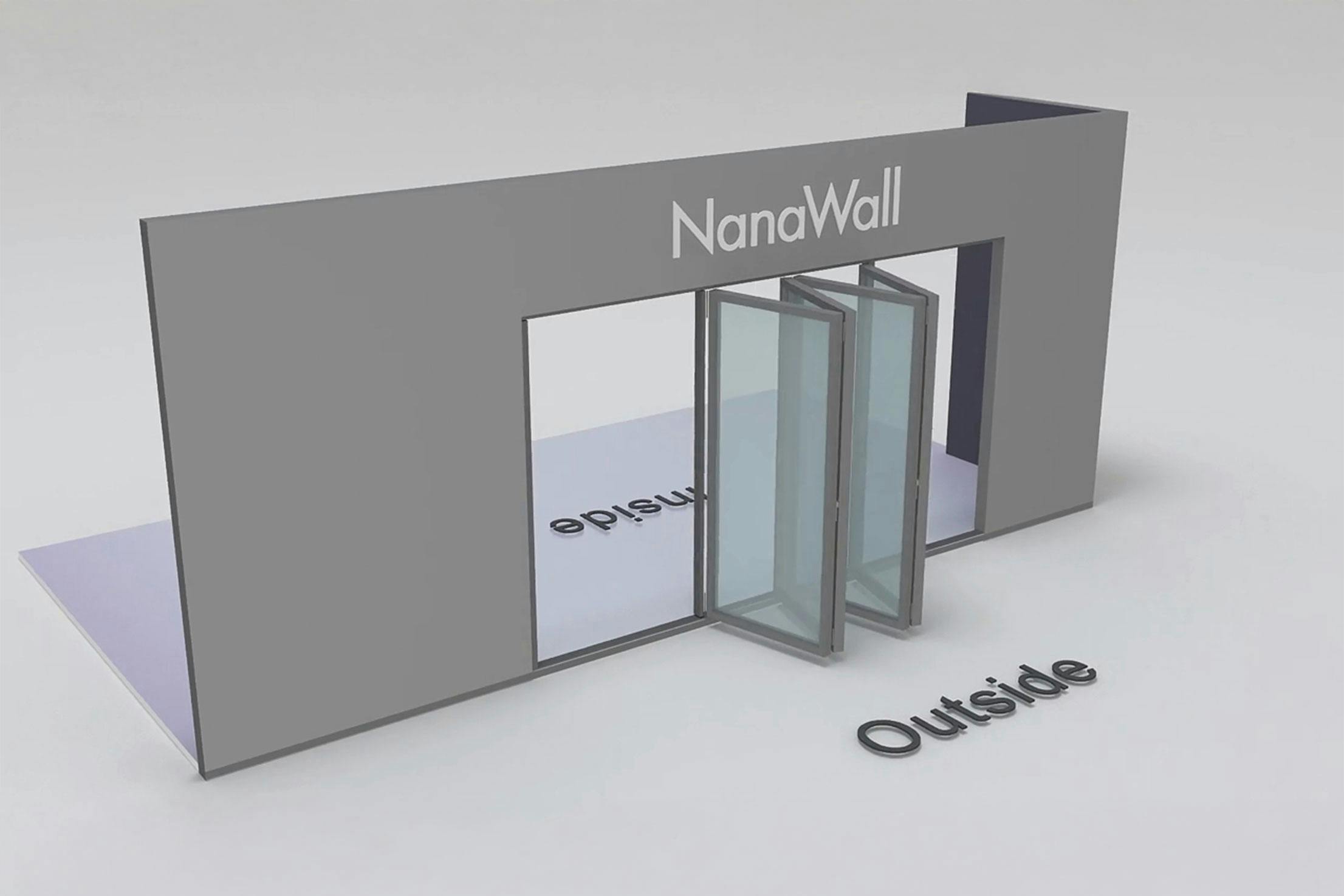 NanaWall fourfold configuration: 4-panel folding glass door, outward opening; 4 panels fold left/right (o4LR)