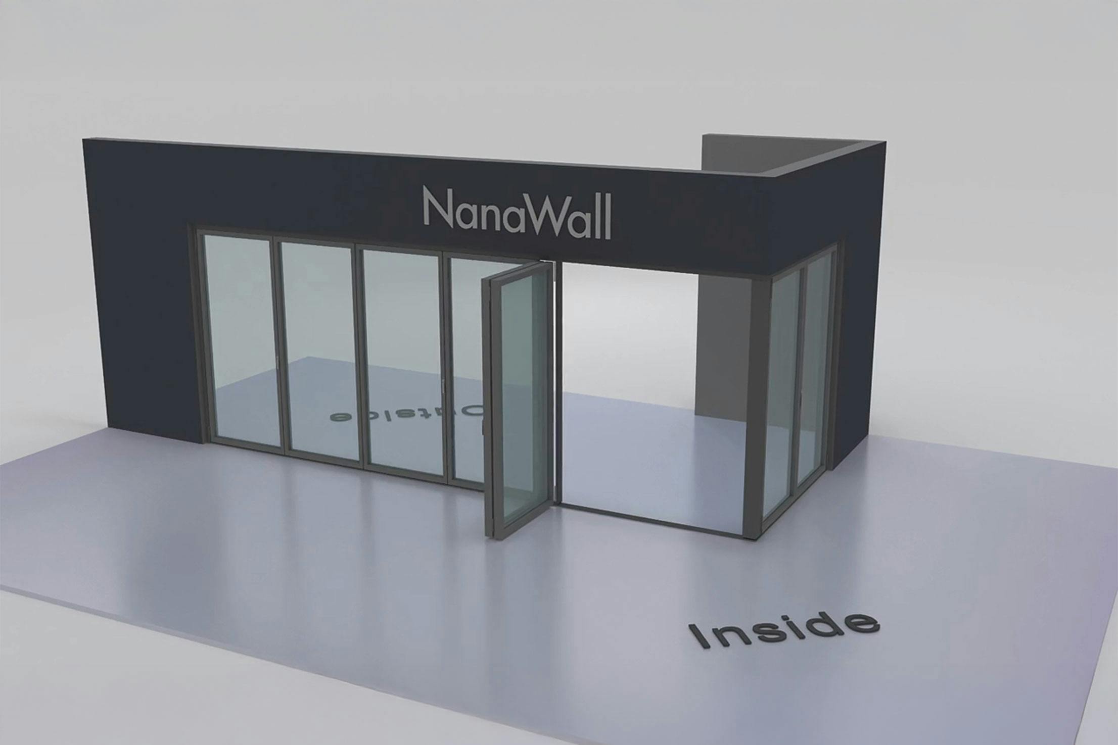 NanaWall open-corner configuration: 10-panel folding glass door, inward opening; 4 panels fold left and 6 panels fold right (i4L6R)