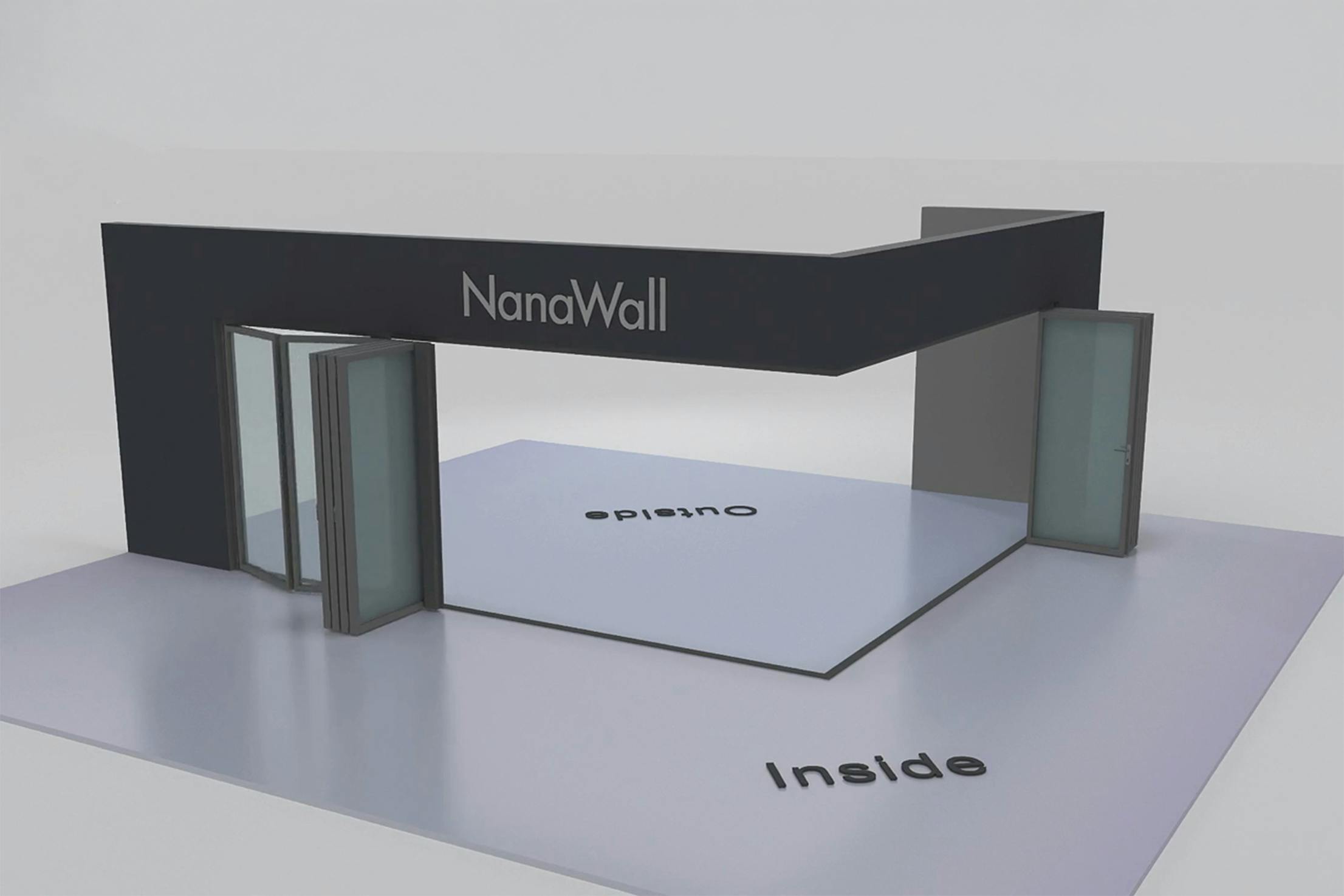 NanaWall open-corner configuration: 11-panel folding glass door, inward opening; 6 panels fold left and 5 panels fold right (i6L5R)