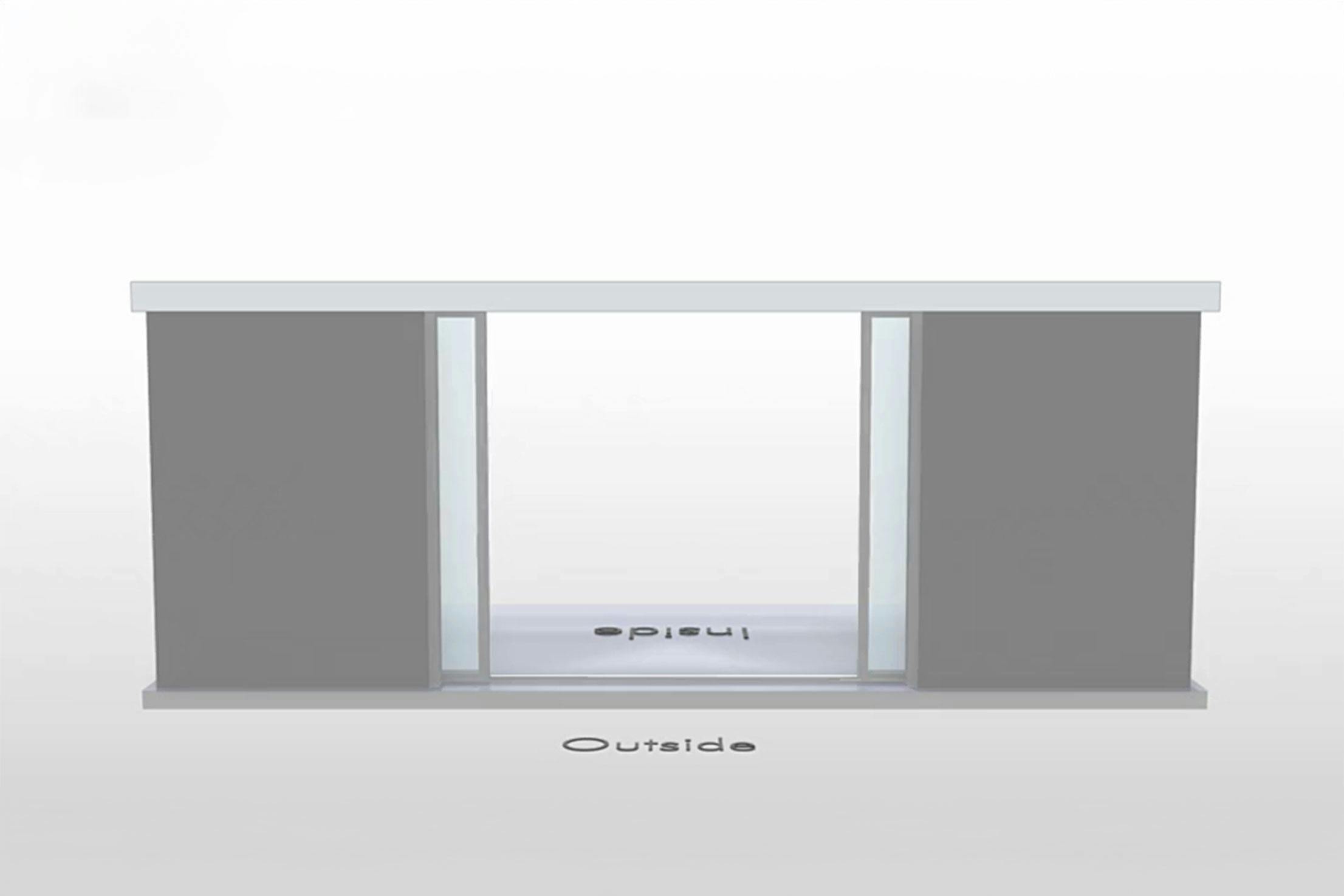 NanaWall CERO III pocketing configuration: sliding glass wall with panels sliding and pocketing into concealed wall pockets on both the left and right (PXXP)