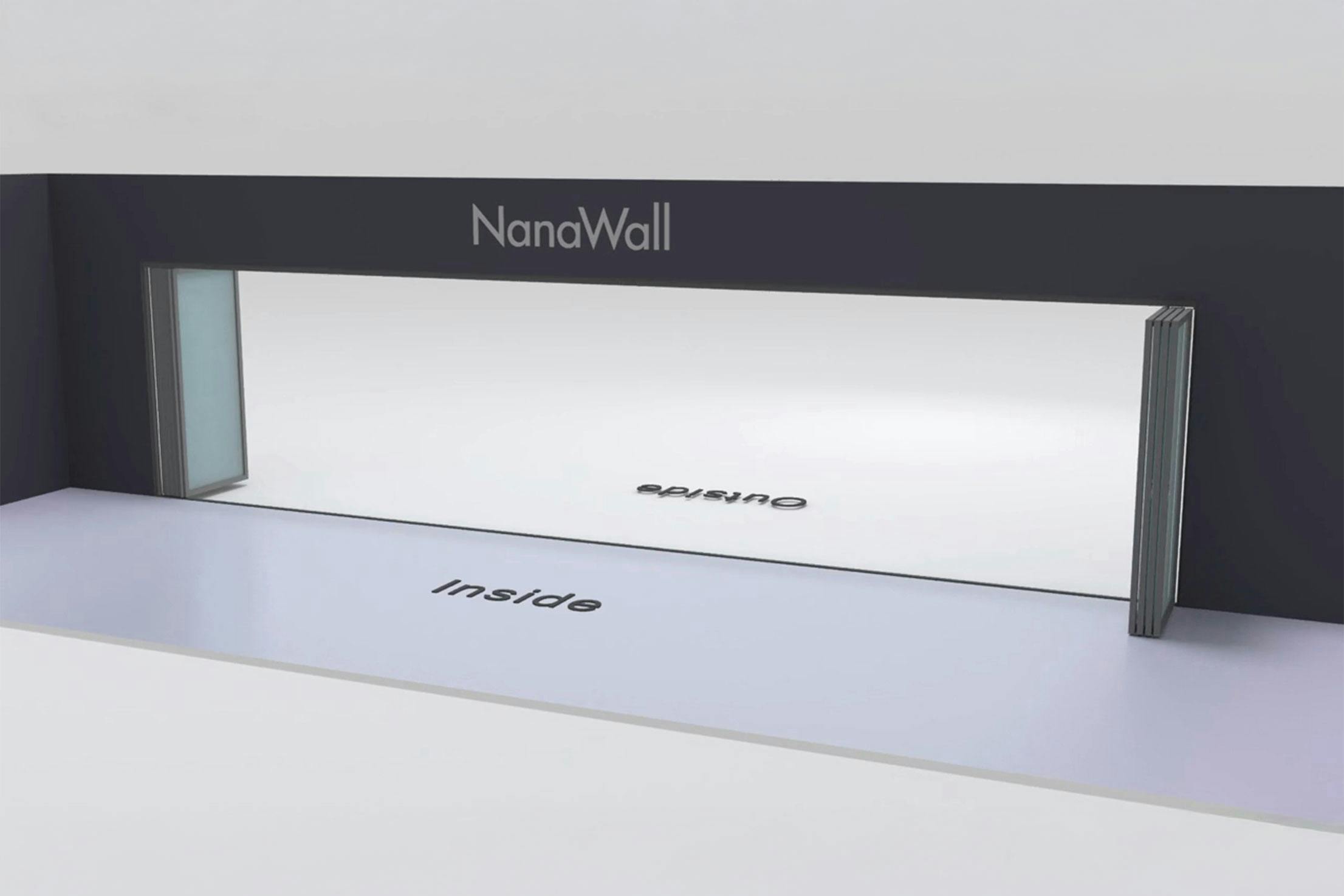 NanaWall inward/outward combination: 10-panel folding glass door; 6 panels open outward to the left and 4 panels open inward to the right (o6L, i4R)