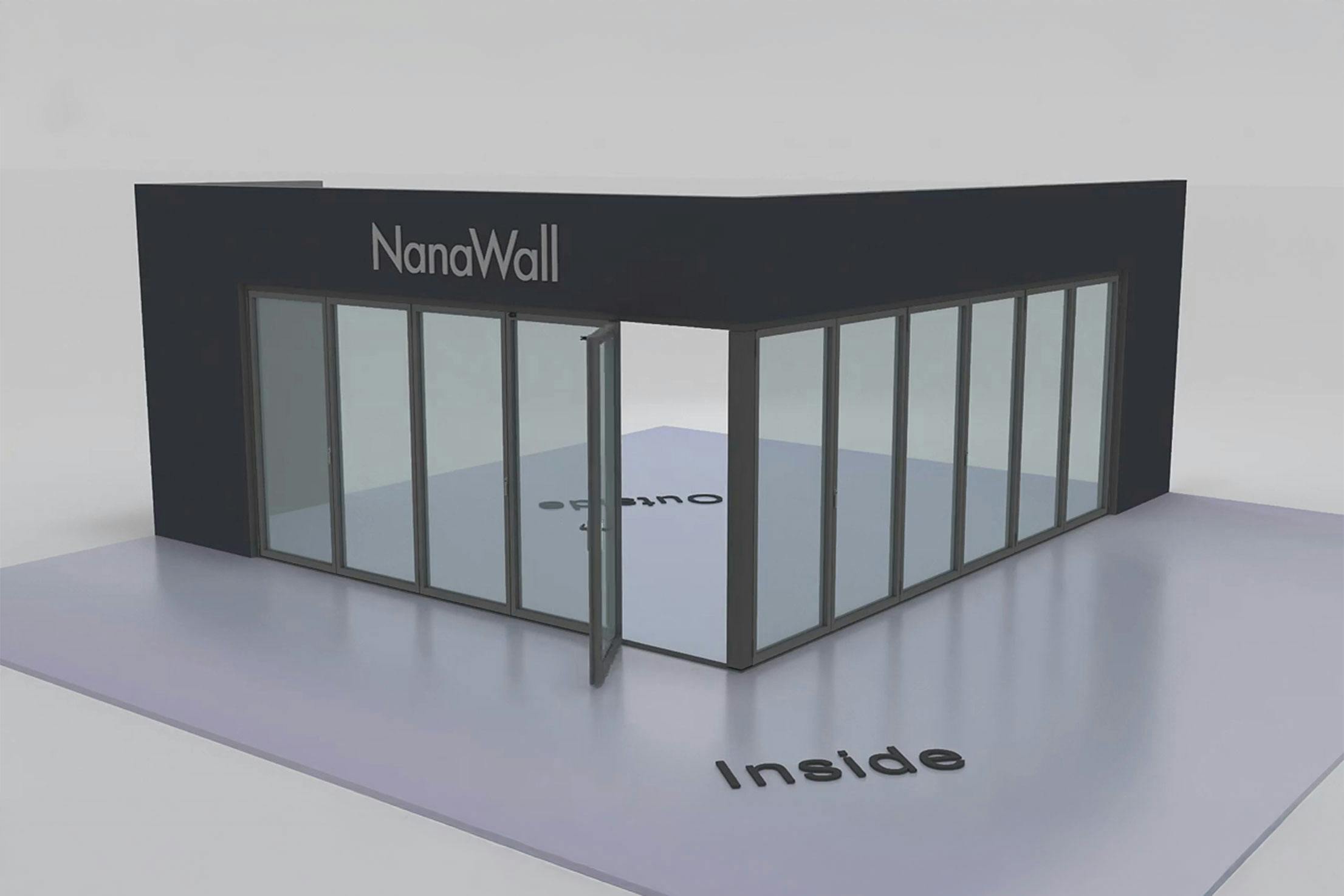 NanaWall open-corner configuration: 11-panel folding glass door, inward opening; 5 panels fold left and 6 panels fold right (i5L6R)