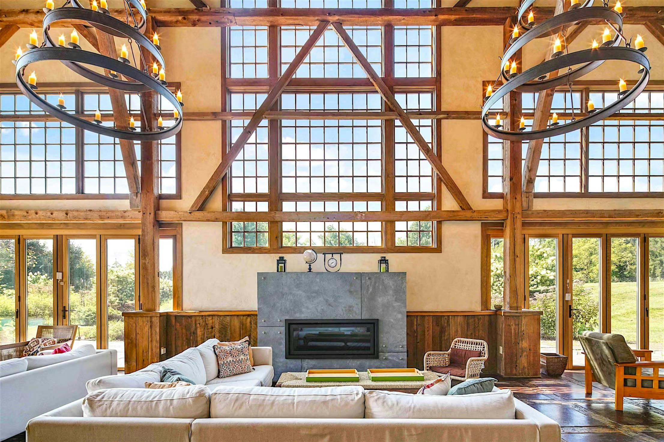 aluminum clad bifolding patio door systems in converted barn