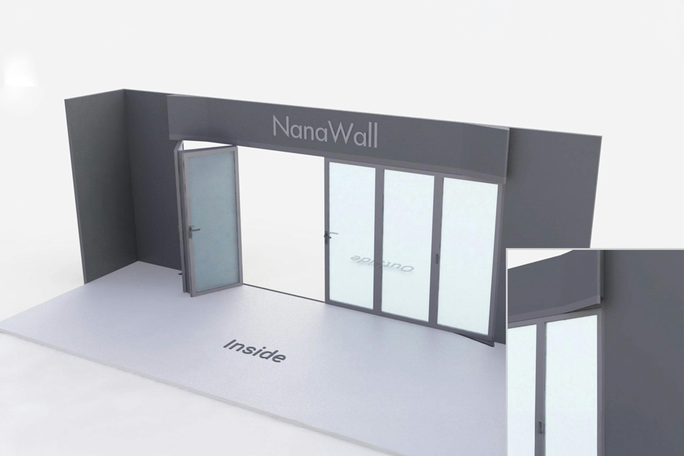 NanaWall FoldFlat configuration: 6-panel folding glass door, inward opening; 3 panels fold left and 3 panels fold right (FF i3L3R)