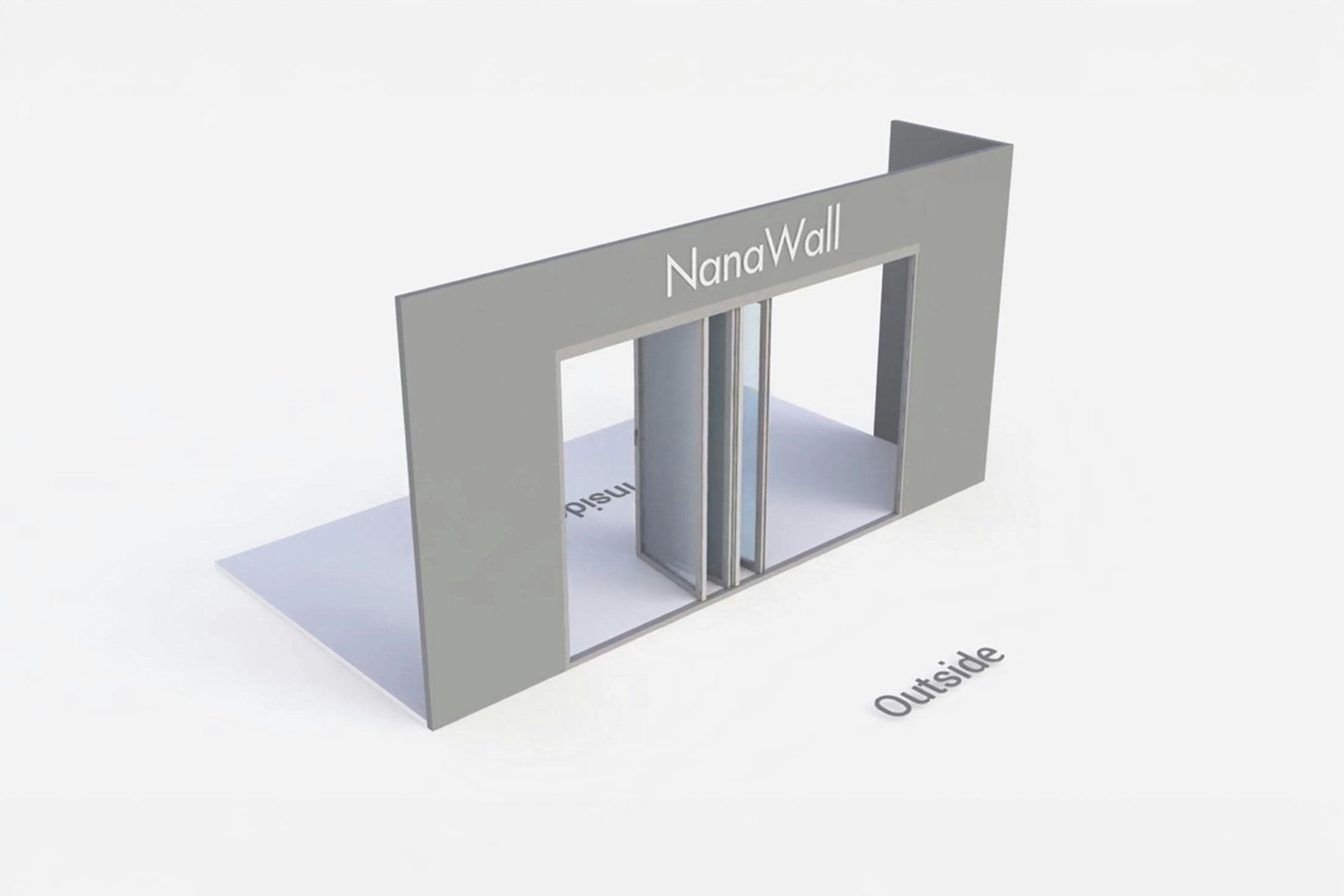 NanaWall Fourfold configuration: 4-panel folding glass door, inward opening; 4 panels fold left/right (PPI i4LR)