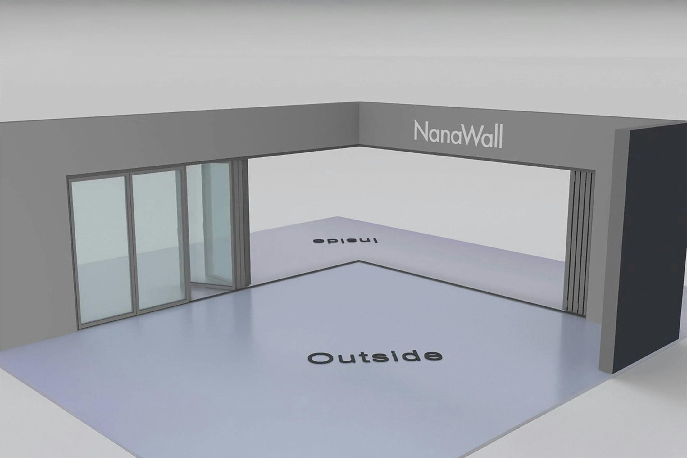 NanaWall open-corner configuration: 11-panel folding glass door, inward opening; 5 panels fold left and 6 panels fold right (i5L6R)