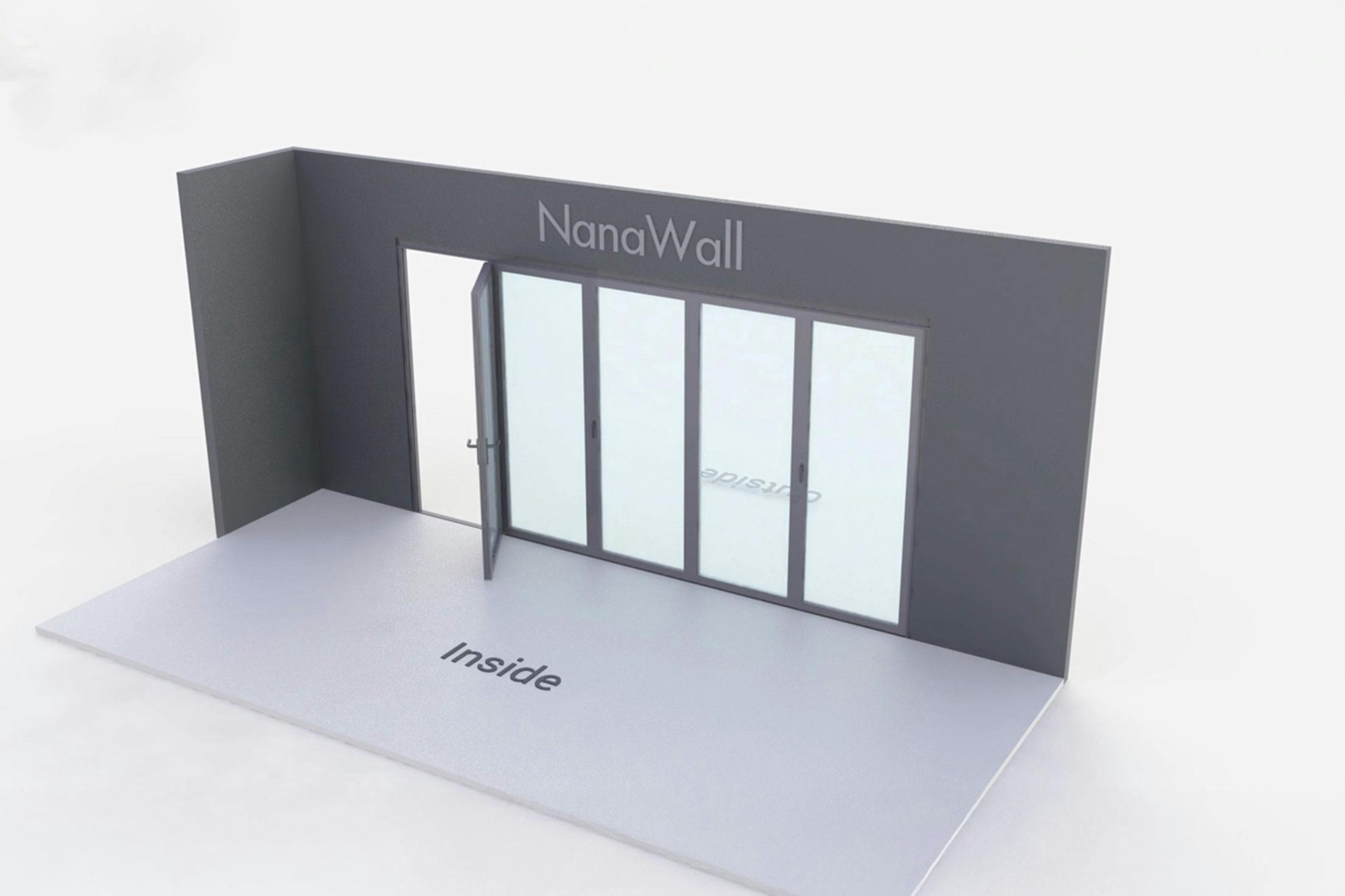 NanaWall standard configuration: 5-panel folding glass door, inward opening; 5 panels fold right (i5R)