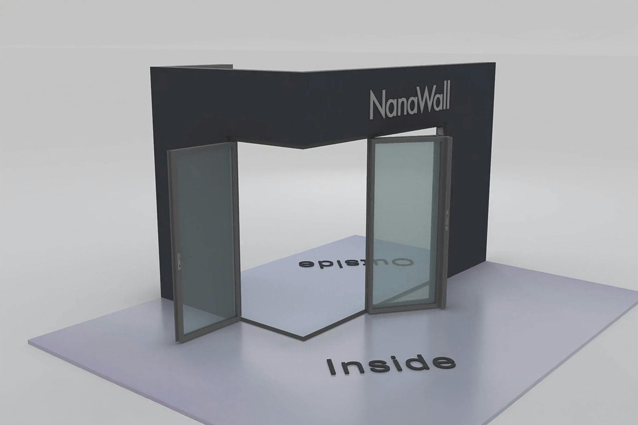 NanaWall open-corner configuration: 4-panel folding glass door, inward opening; 1 panel folds left and 3 panels fold right (i1L3R)