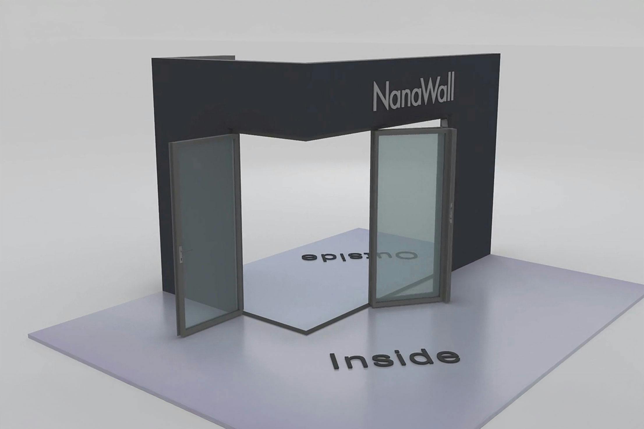 NanaWall open-corner configuration: 4-panel folding glass door, inward opening; 1 panel folds left and 3 panels fold right (i1L3R)