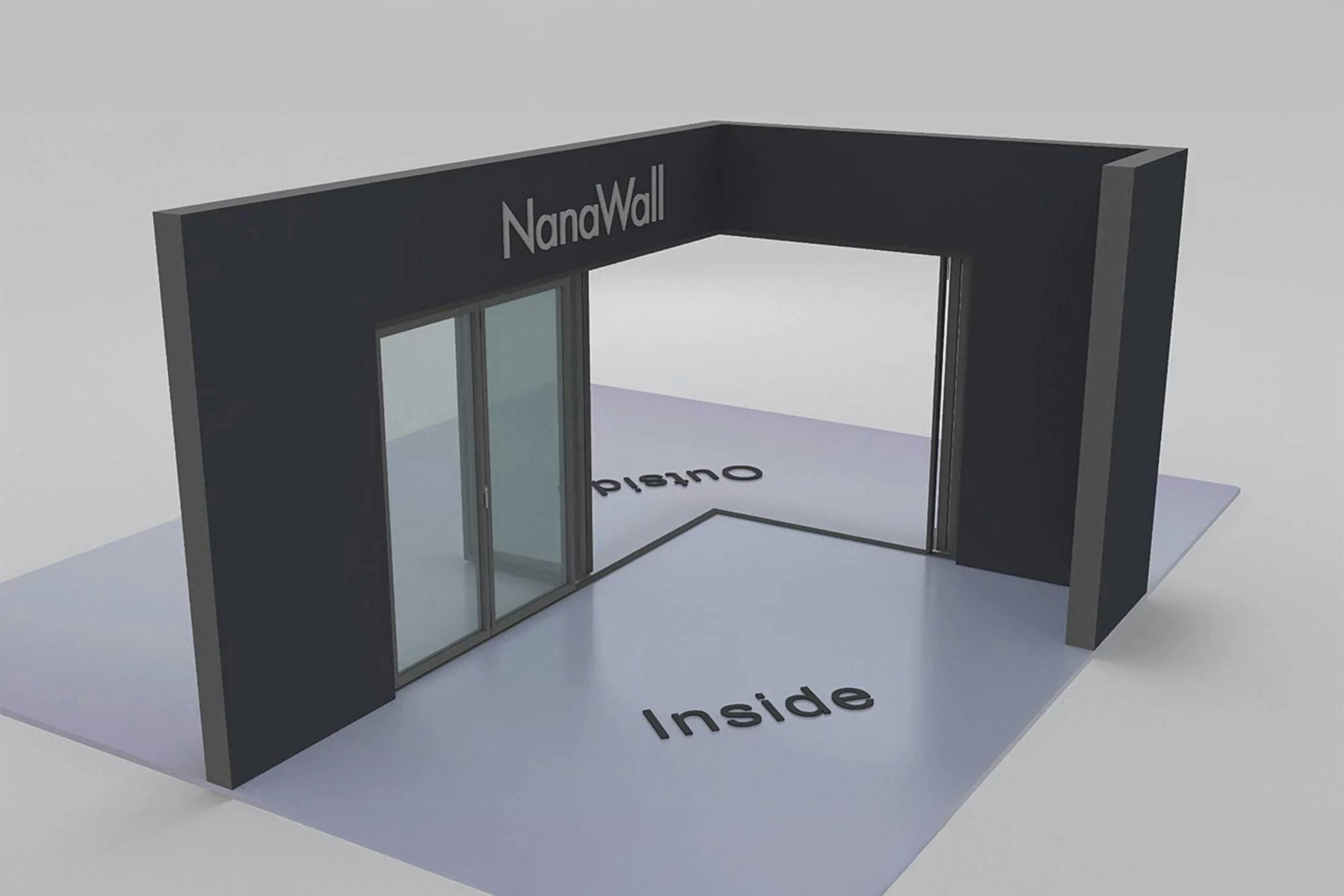 NanaWall open-corner configuration: 6-panel folding glass door, outward opening; 4 panels fold left and 2 panels fold right (o4L2R)