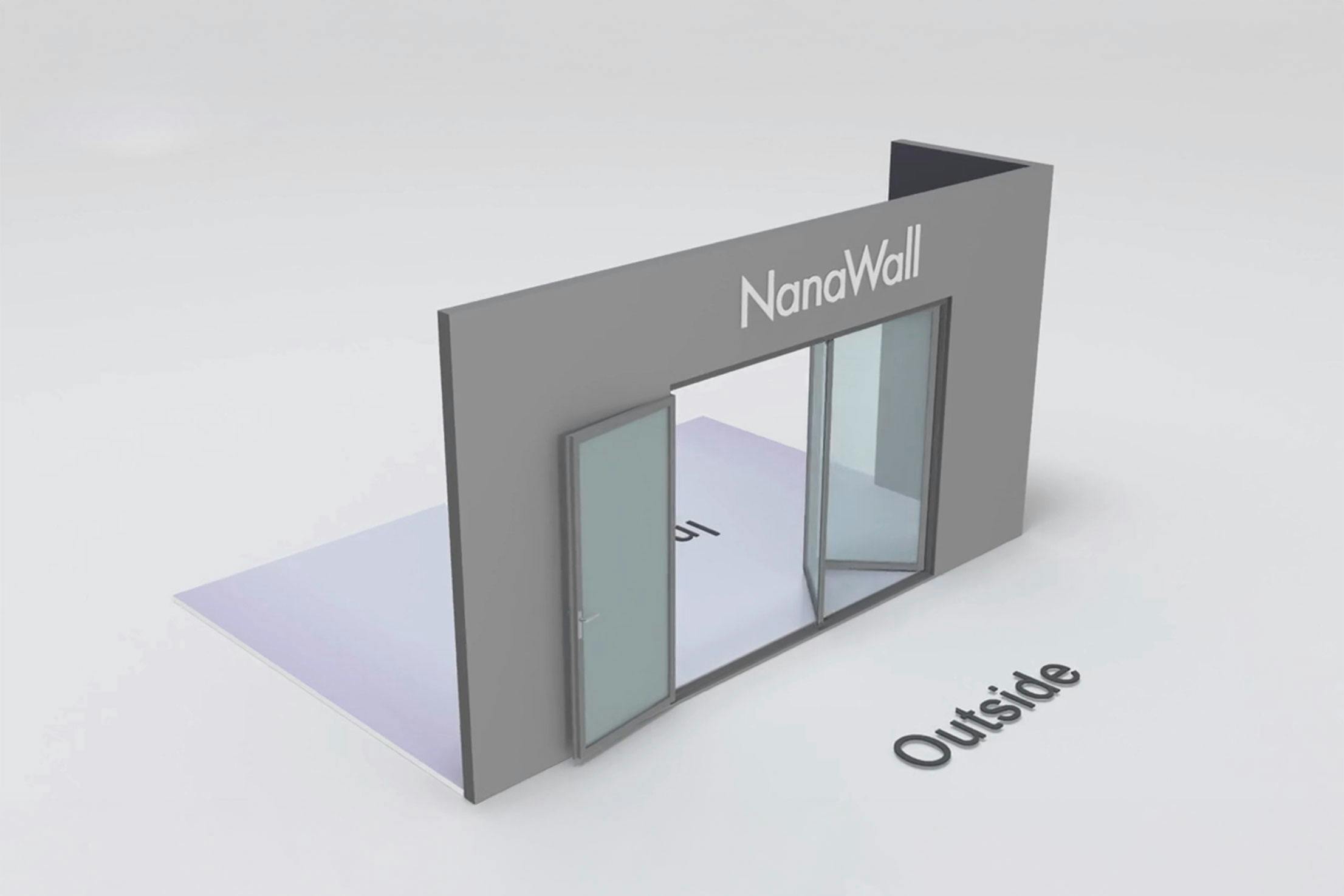 Inward/outward combination with 2 panels stacking to the left inward and 1 panel stacking to the right outward