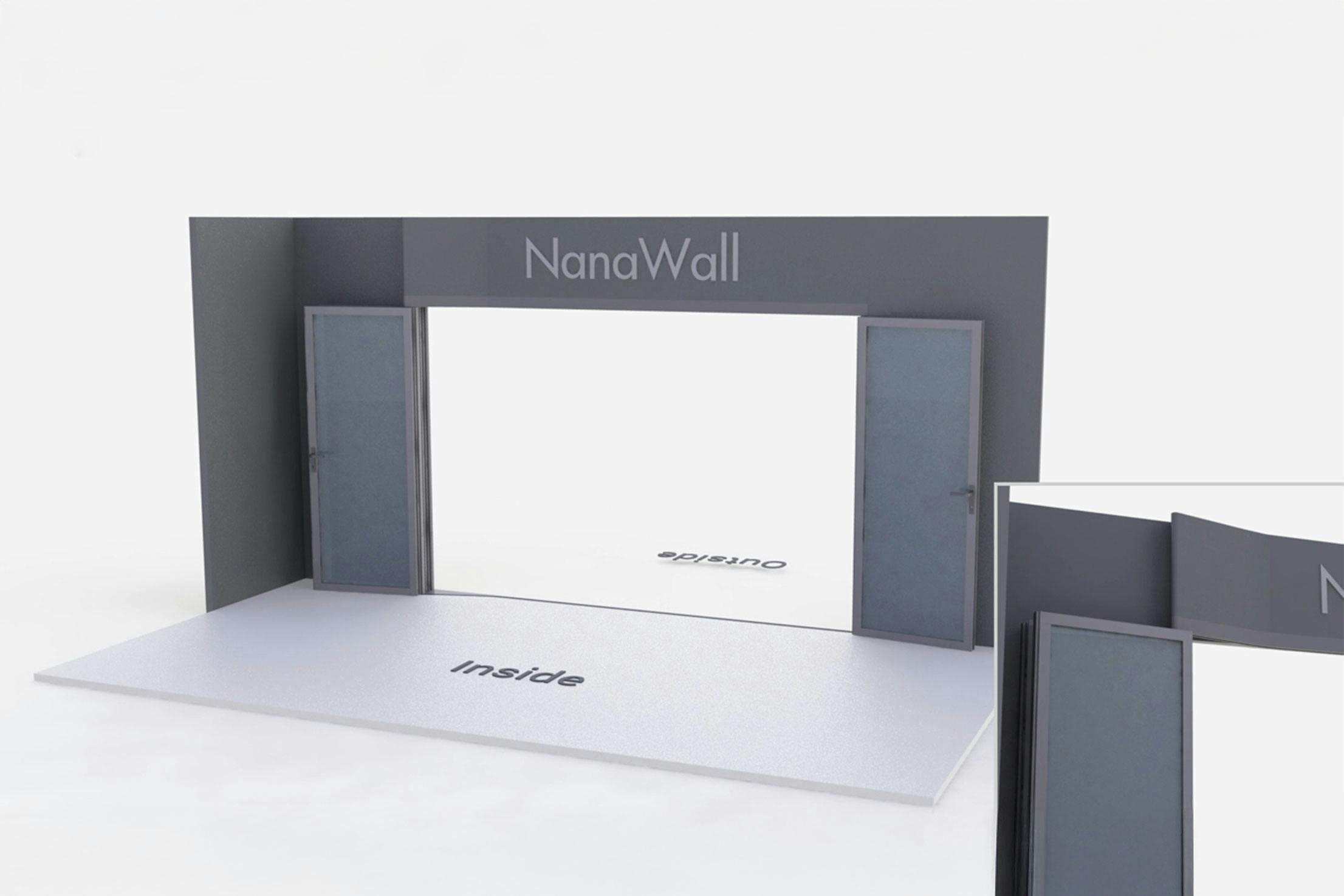 NanaWall FoldFlat configuration: 4-panel folding glass door, inward opening; 3 panels fold left and 1 panel folds right (FF i3L1R)