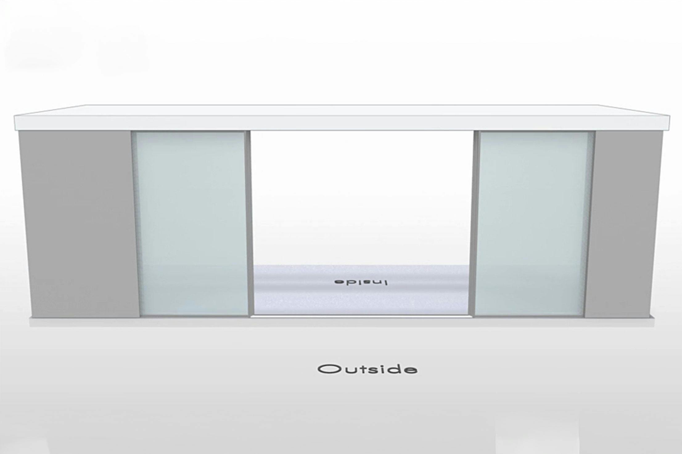 NanaWall CERO non-pocketing configuration: sliding glass wall with two center panels sliding open and fixed panels on both sides (OXXO)