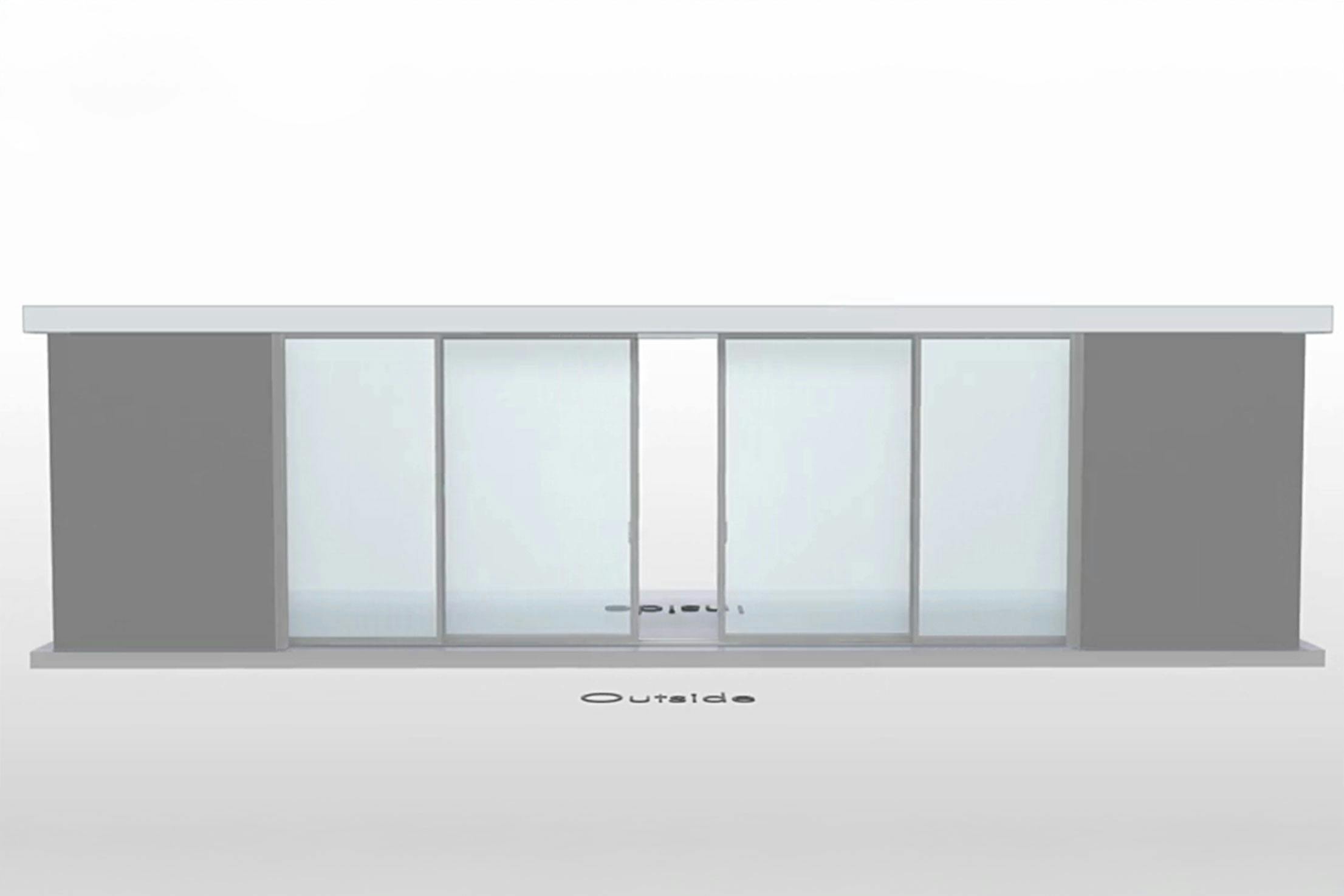 NanaWall Cero III pocketing configuration: 6-panel sliding glass wall with panels sliding and pocketing into concealed wall pockets on both sides (PXXXXP)