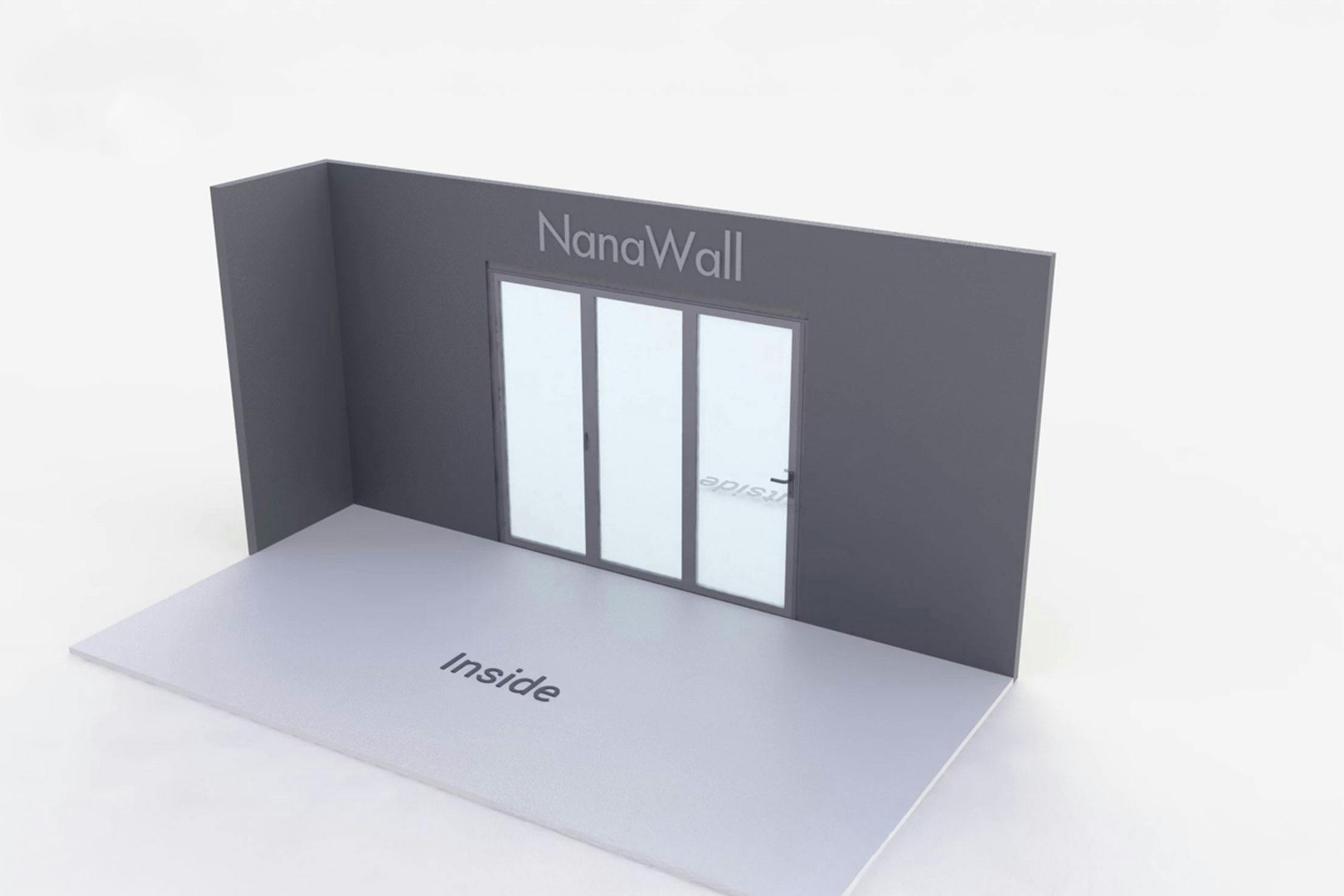 NanaWall standard configuration: 3-panel folding glass door, inward opening; 3 panels fold left (i3L)