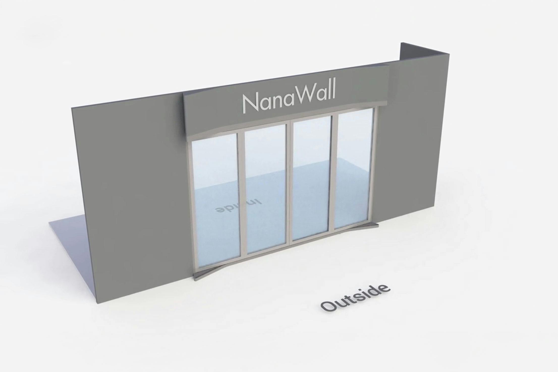NanaWall FoldFlat configuration: 4-panel folding glass door, outward opening; 2 panels fold left and 2 panels fold right (FF o2L2R)