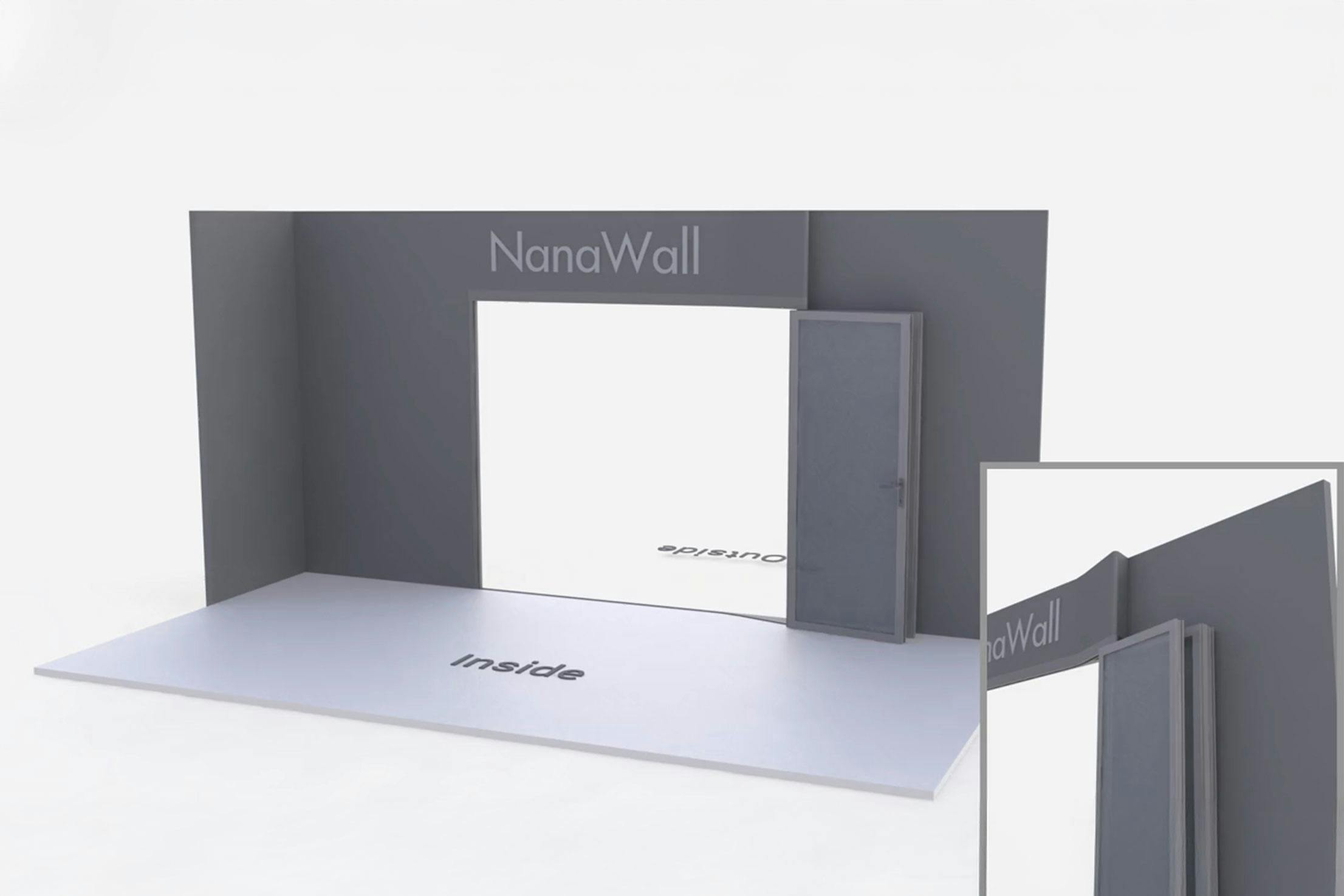 NanaWall FoldFlat configuration: 3-panel folding glass door, inward opening; 3 panels fold right (FF i3R)