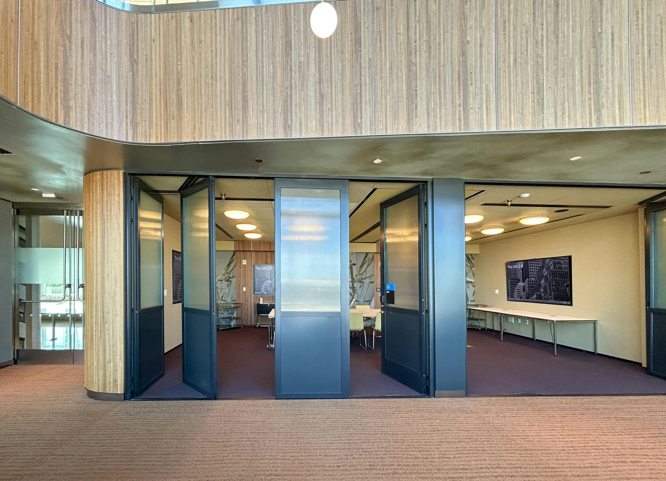 sliding stacking commercial doors at LaGuardia Airport