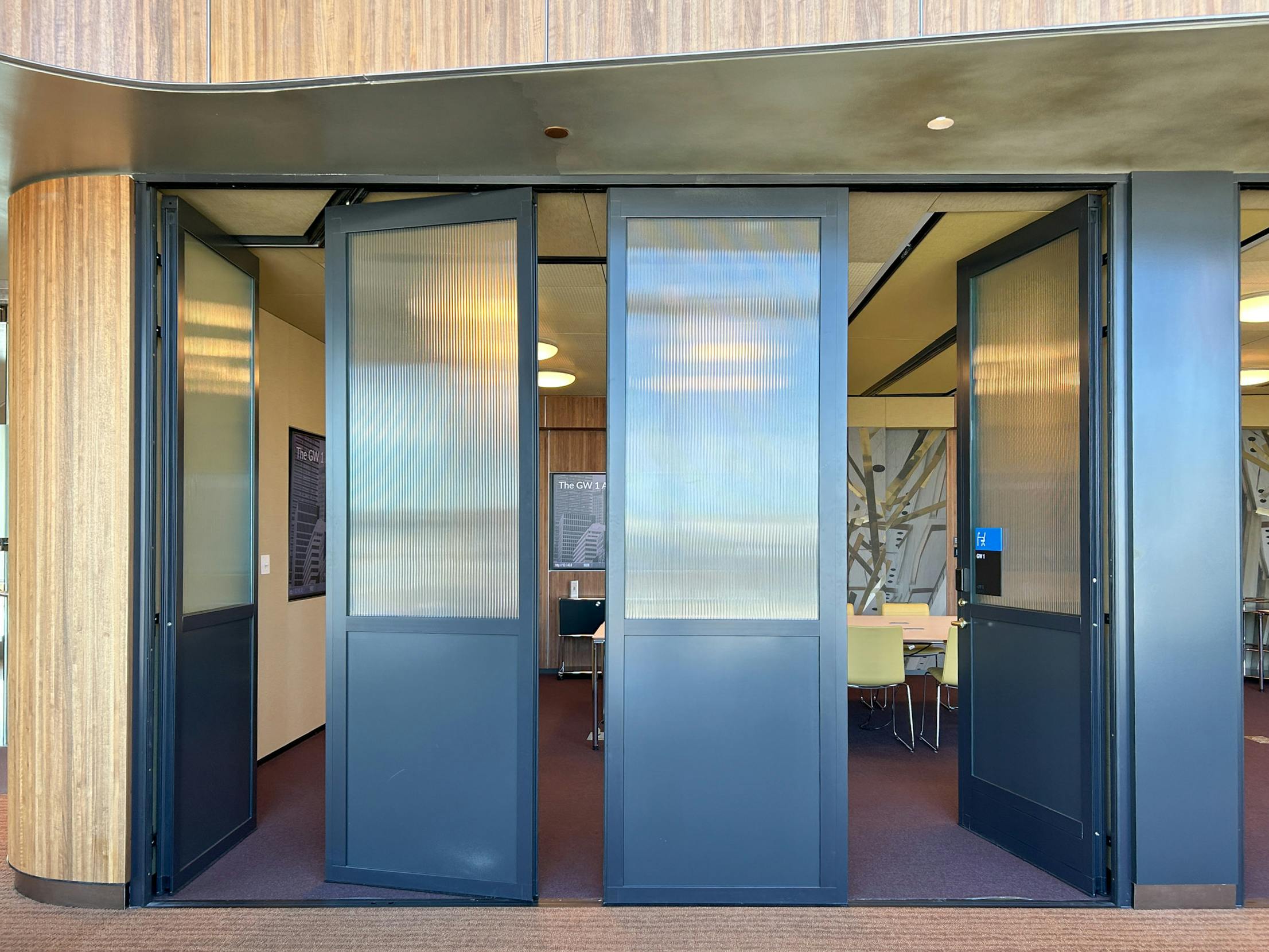 NanaWall single track sliding doors in the Business Center at LaGuardia