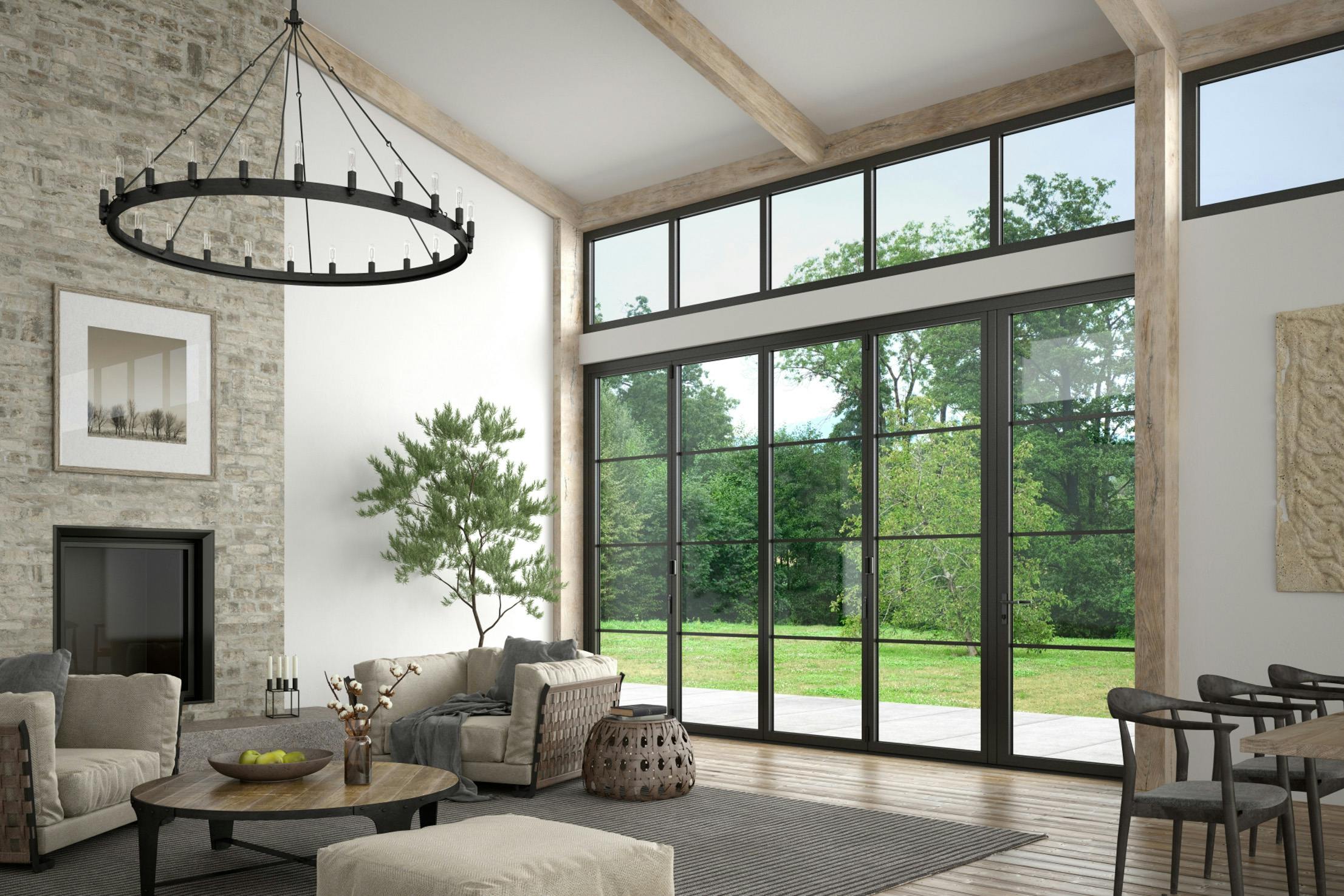 Steel Effect Folding Glass Patio Doors
