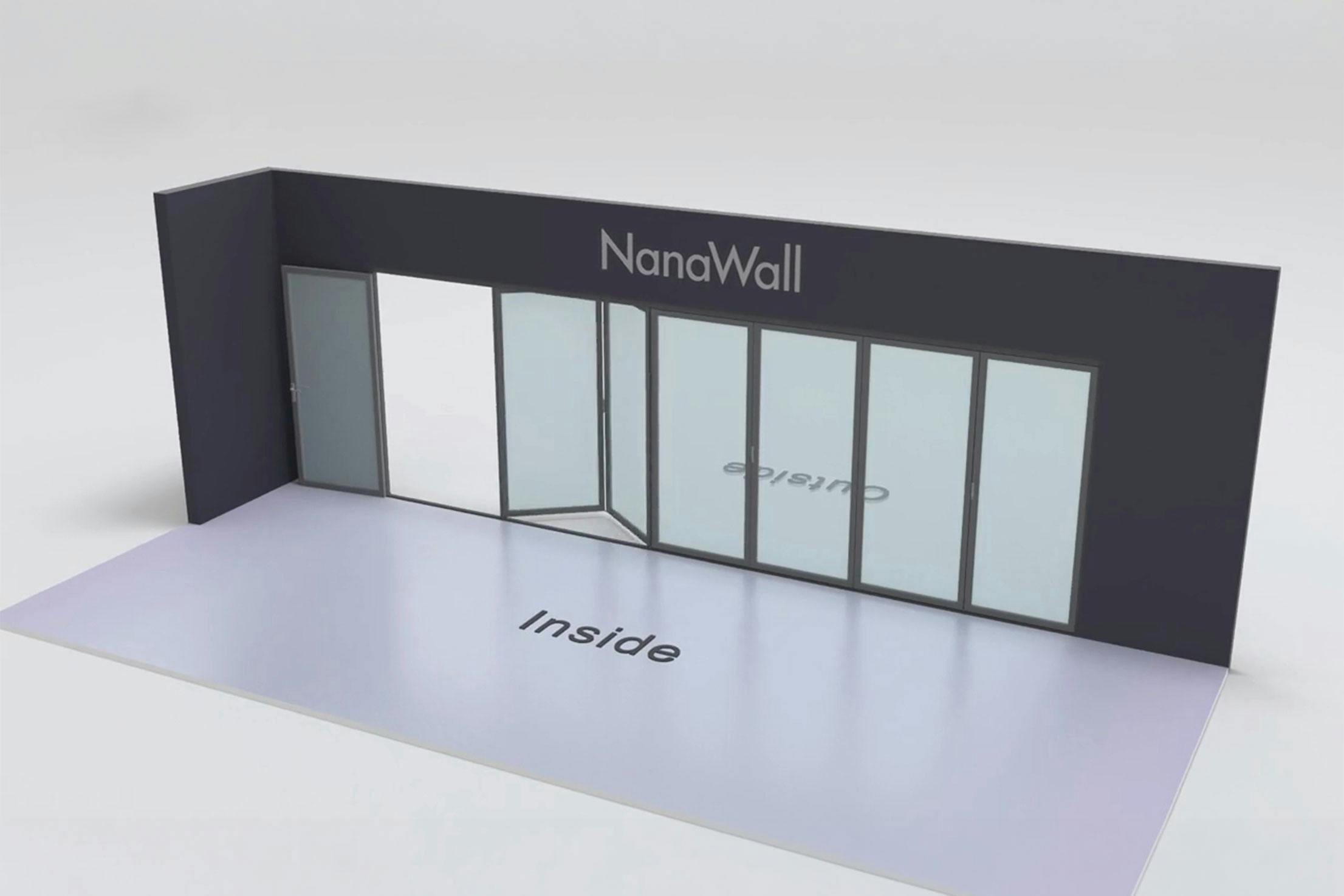NanaWall inward/outward combination: 7-panel folding glass door with 1 panel inward left and 6 outward right (i1Lo6R)