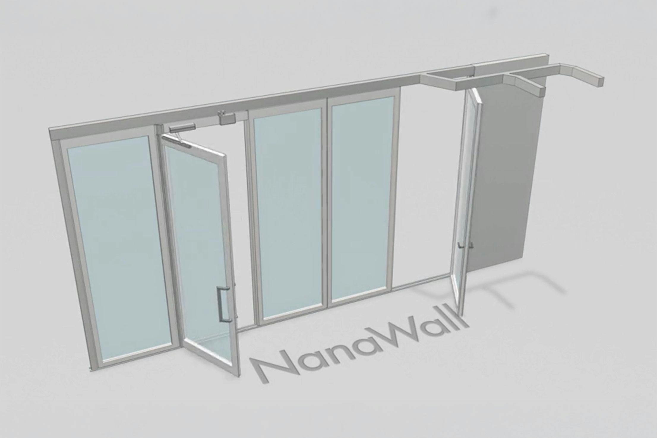 NanaWall Parking Bay M with swing panel and incorporated swing panel