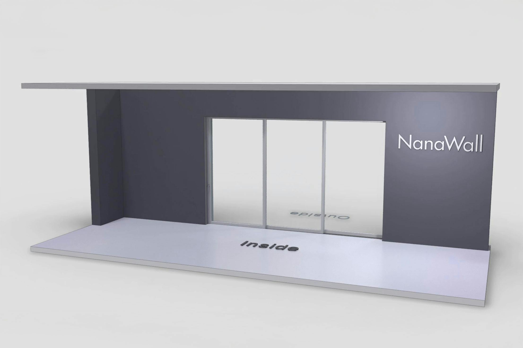 NanaWall MultiSlide 630 pocketing configuration: 3-panel sliding glass wall with panels sliding and pocketing into a concealed wall pocket on the right side (XXXP)