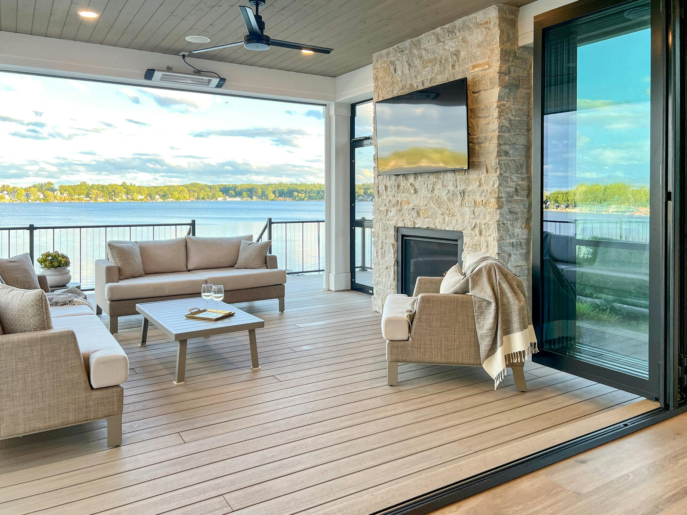 aluminum framed folding glass door in remodel