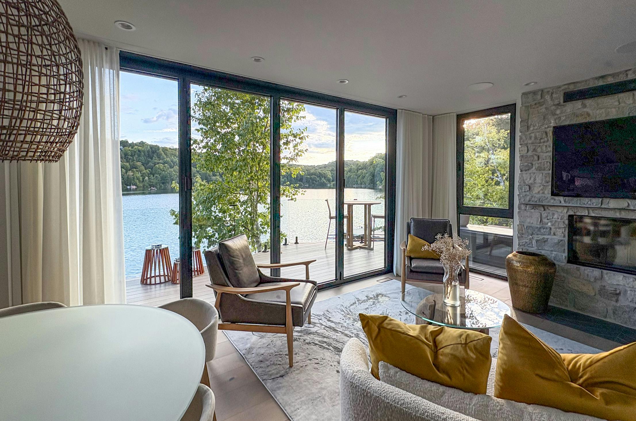 folding glass patio door on the water