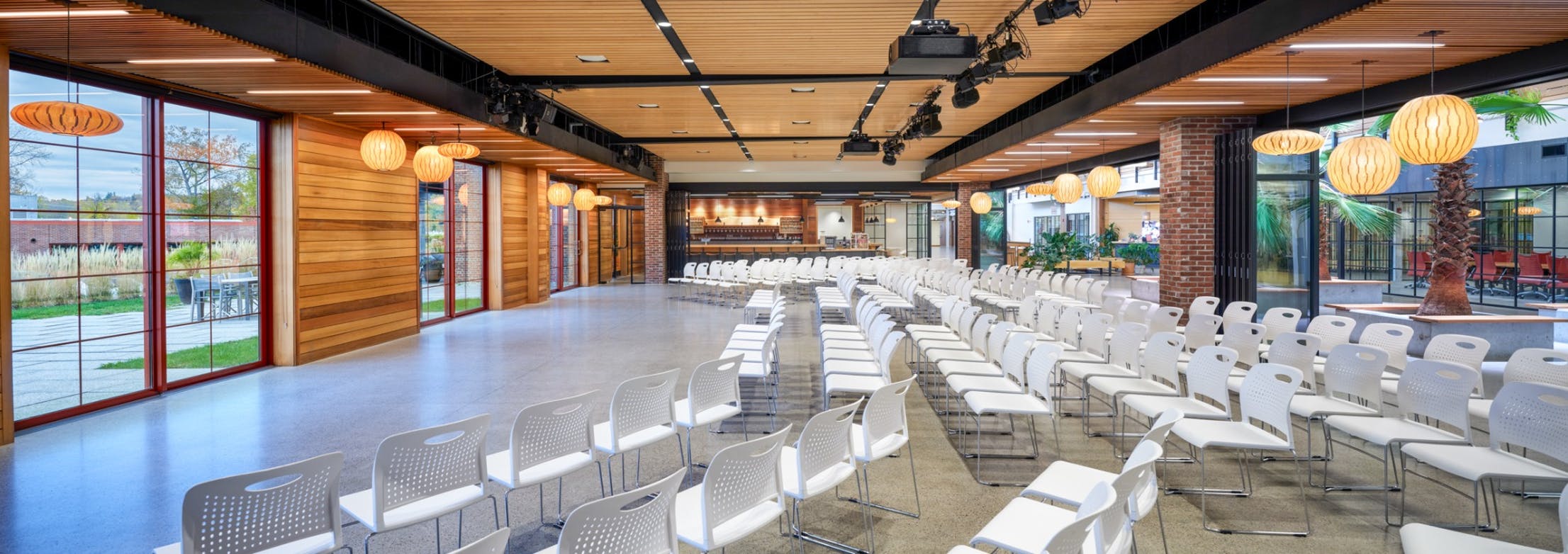 Multifunctional commercial spaces with NanaWall interior folding glass walls 